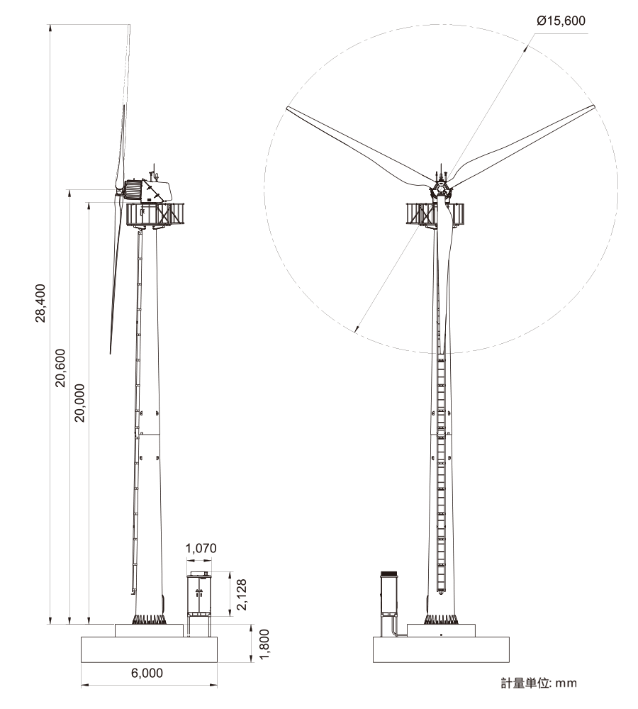 小形風力発電 GHRE FD16-19.2の仕様